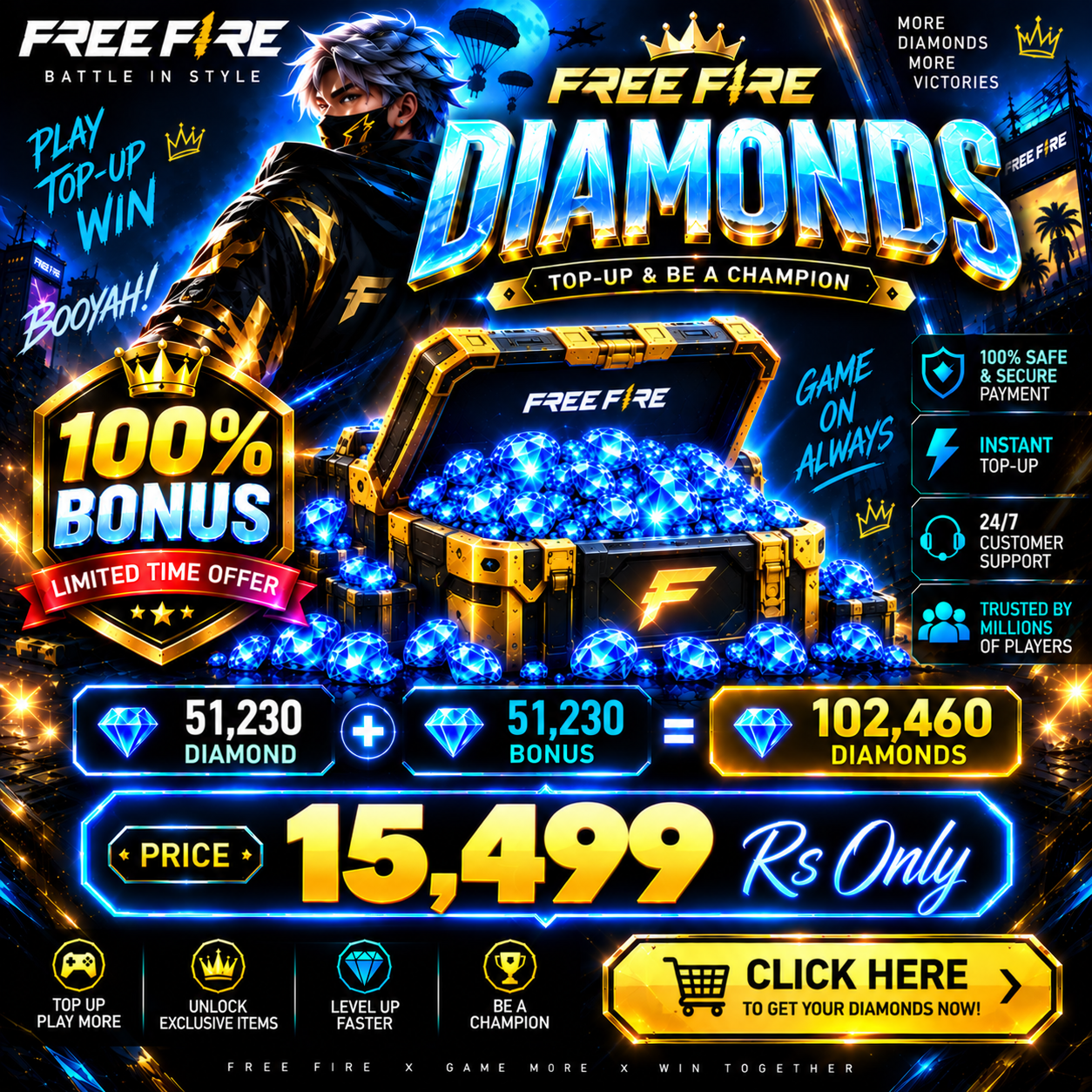 Free Fire 102,460 Diamonds
