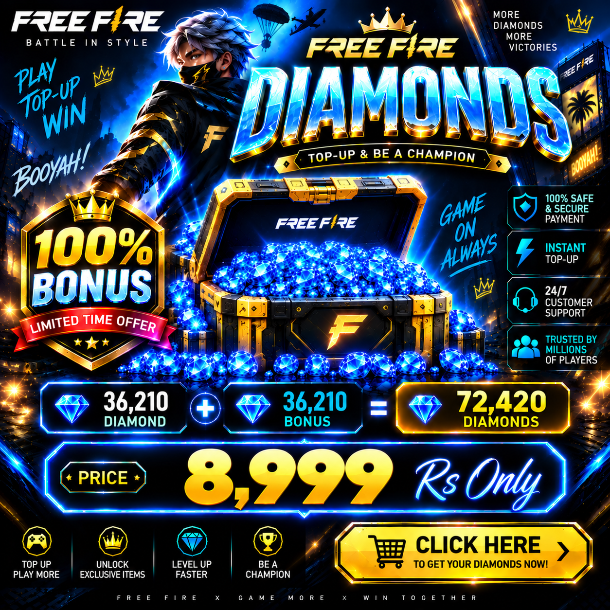 Free Fire 72,420 Diamonds