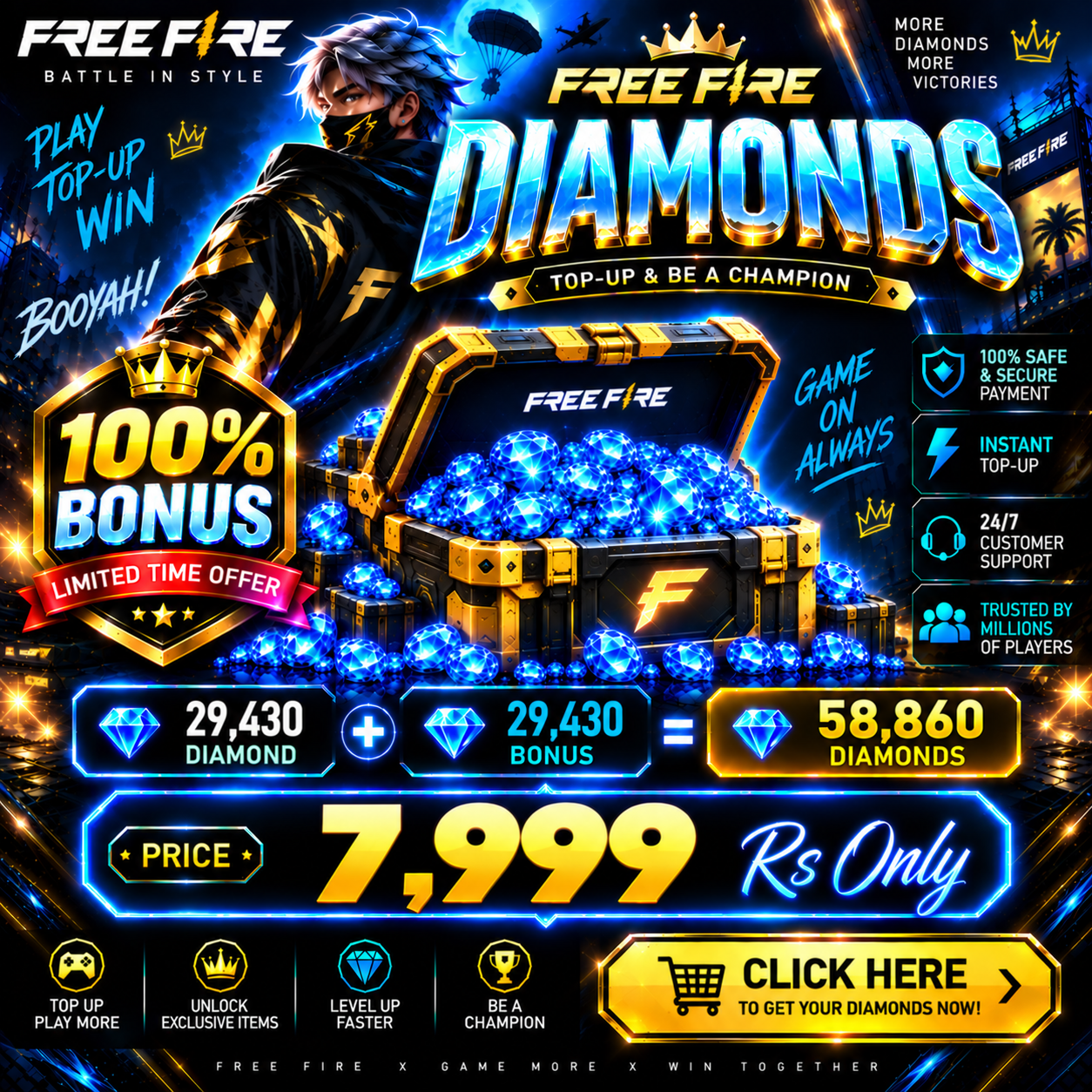 Free Fire 58,860 Diamonds
