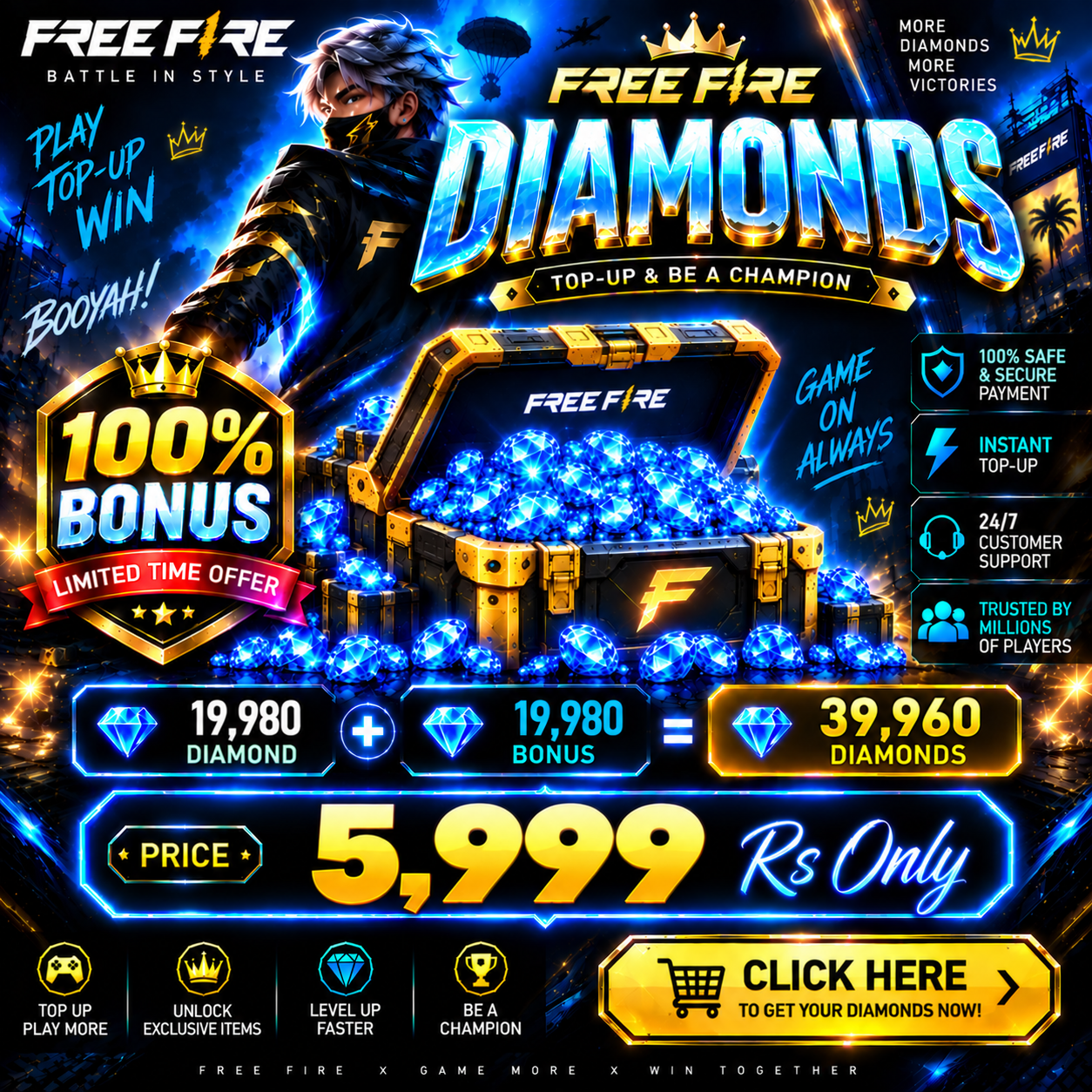Free Fire 39,960 Diamonds