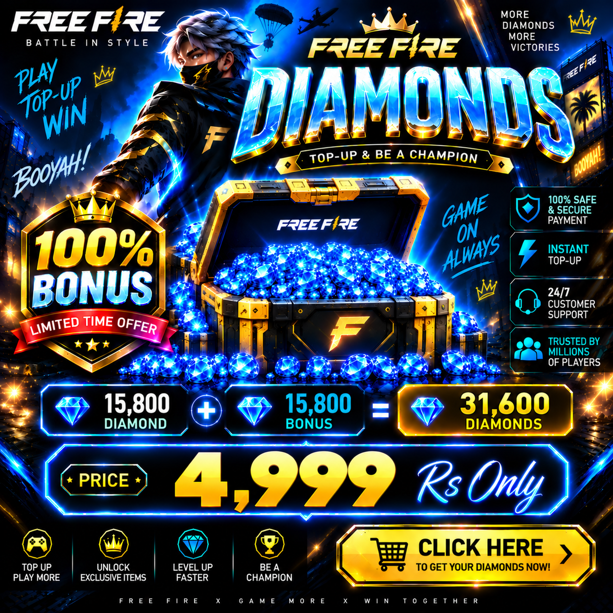 Free Fire 31,600 Diamonds