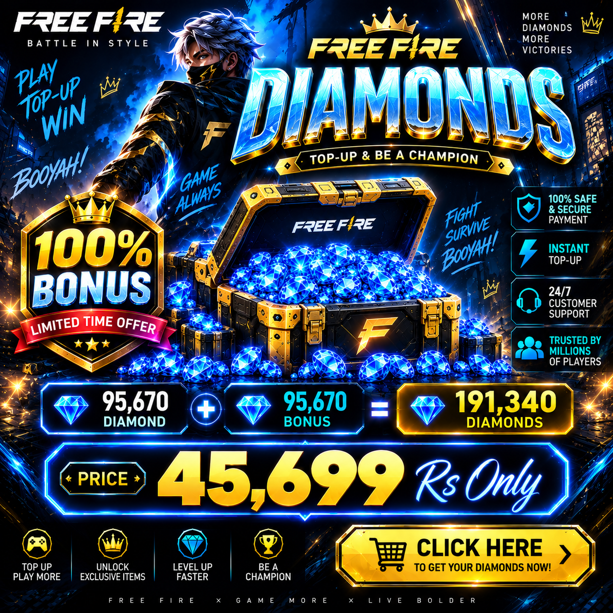 Free Fire 191,340 Diamonds