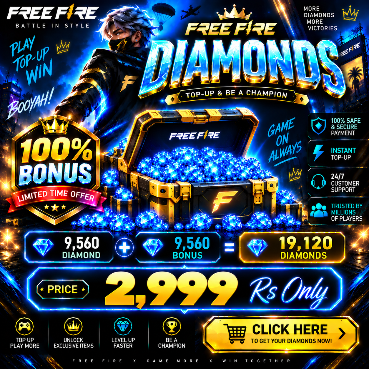 Free Fire 19,120 Diamonds