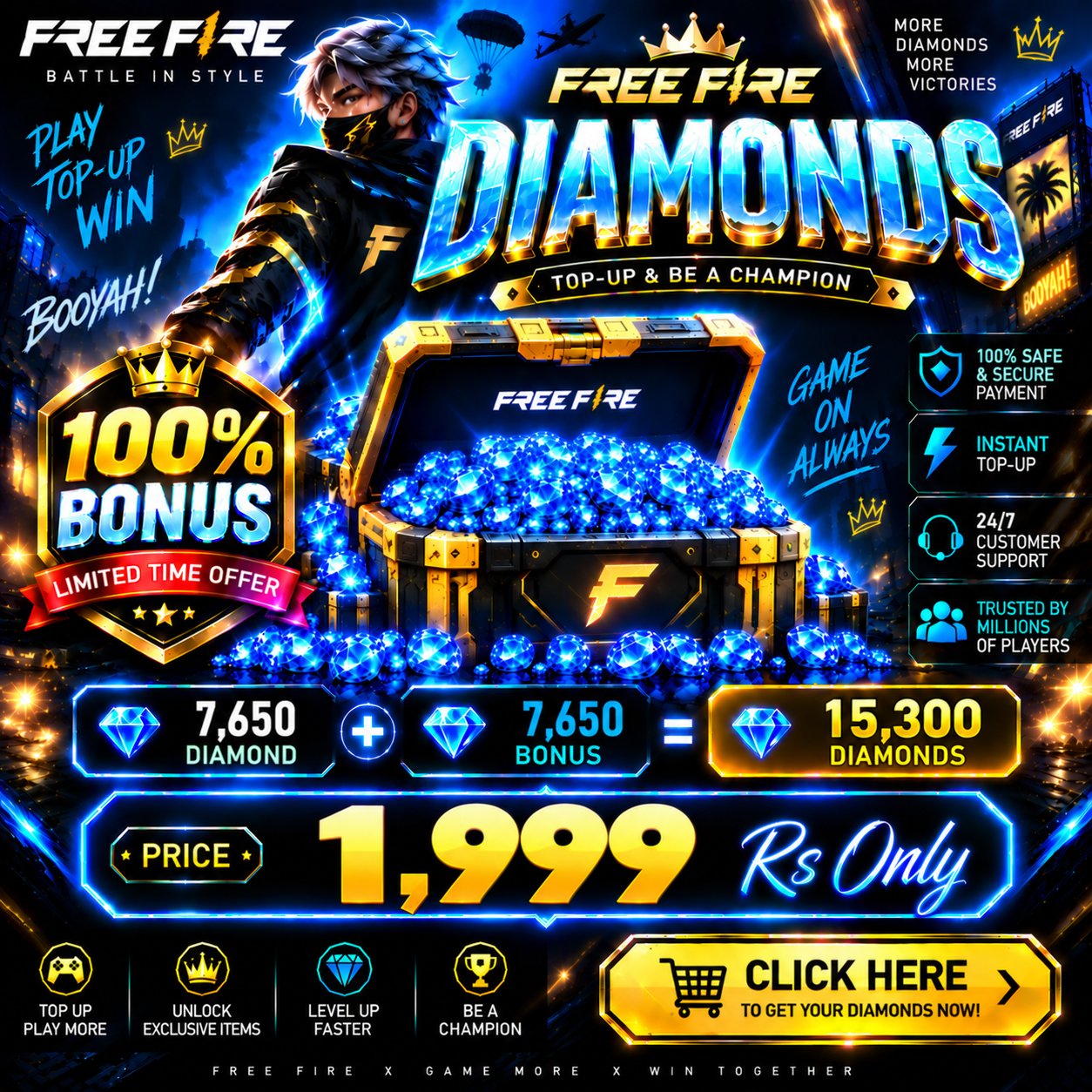 Free Fire 15,300 Diamonds