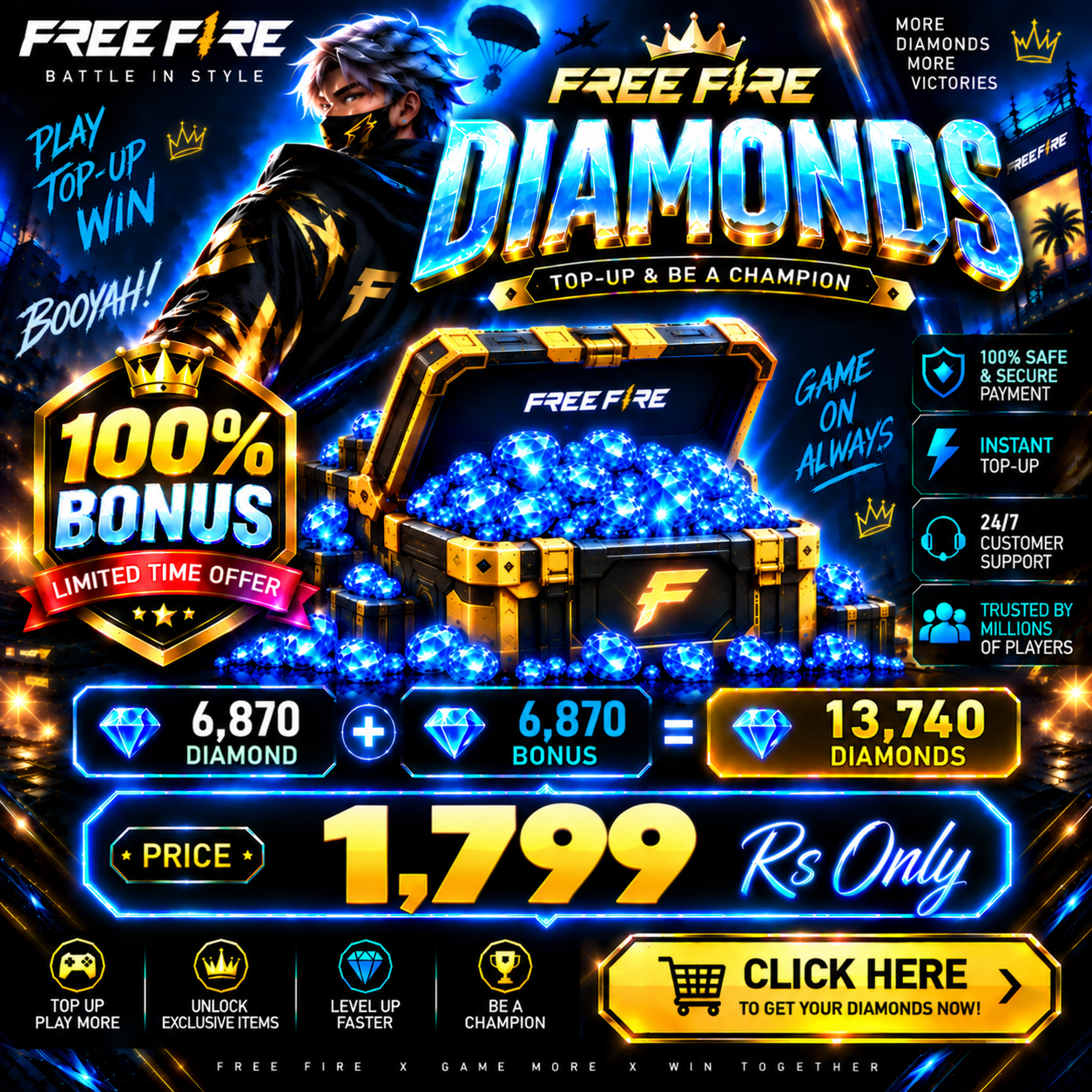 Free Fire 13,740 Diamonds