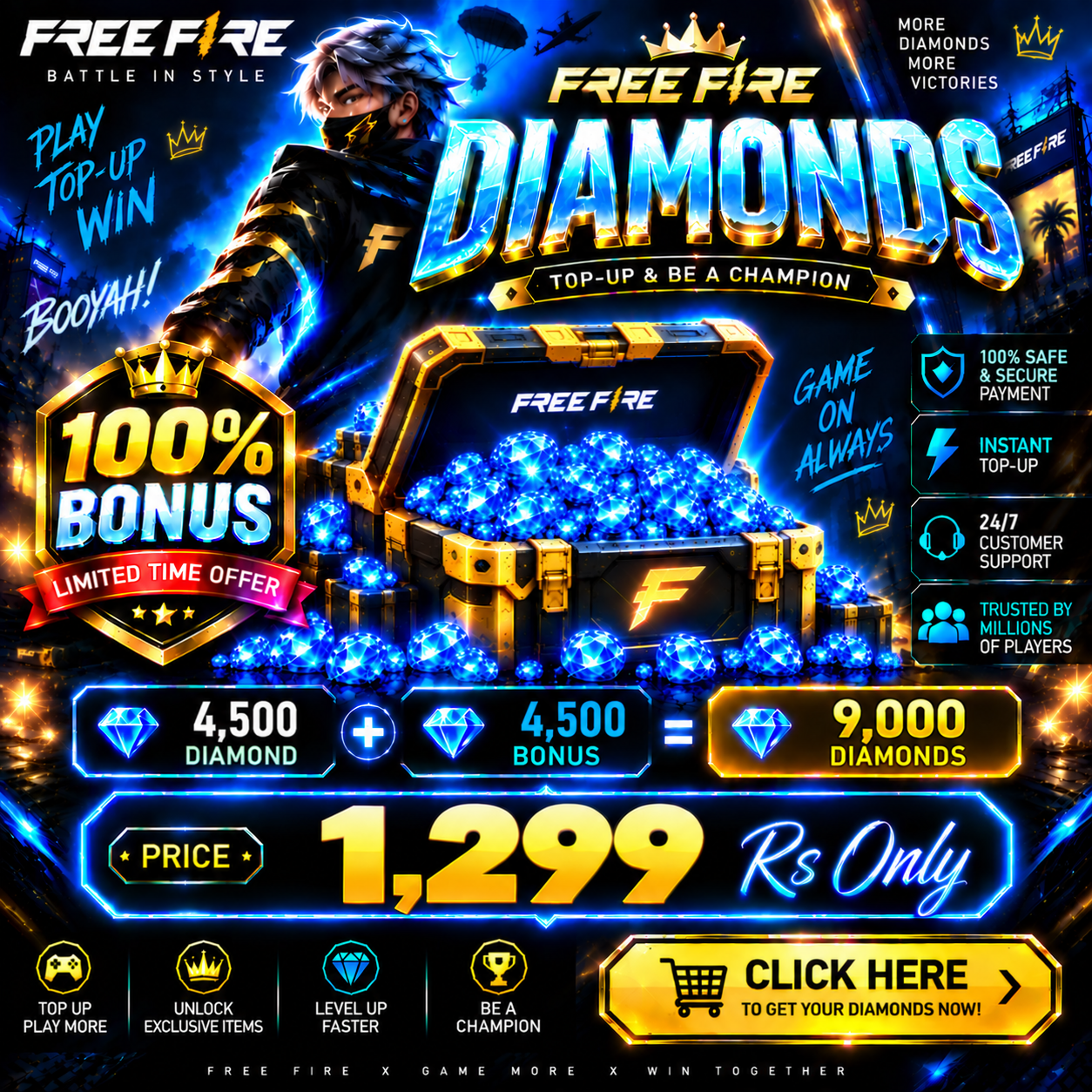 Free Fire 9,000 Diamonds