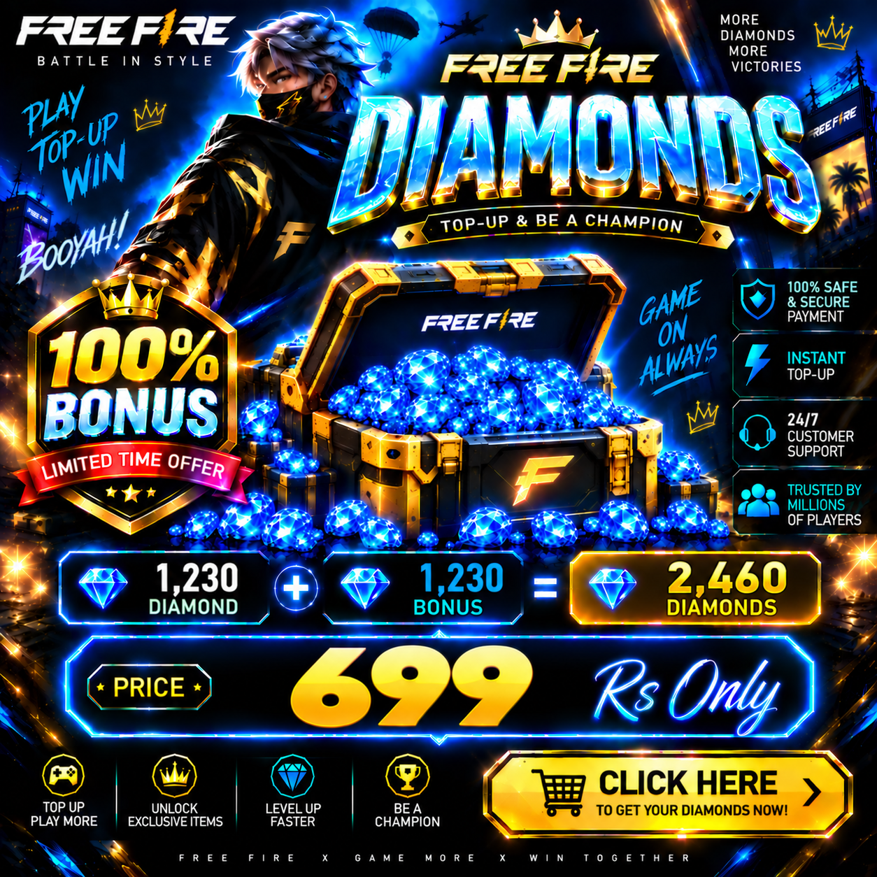 Free Fire 2,460 Diamonds