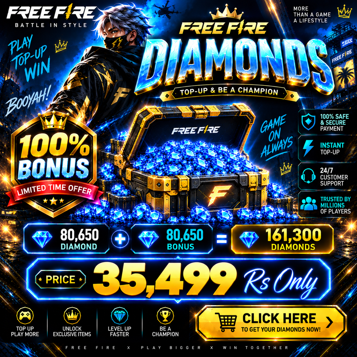 Free Fire 161,300 Diamonds