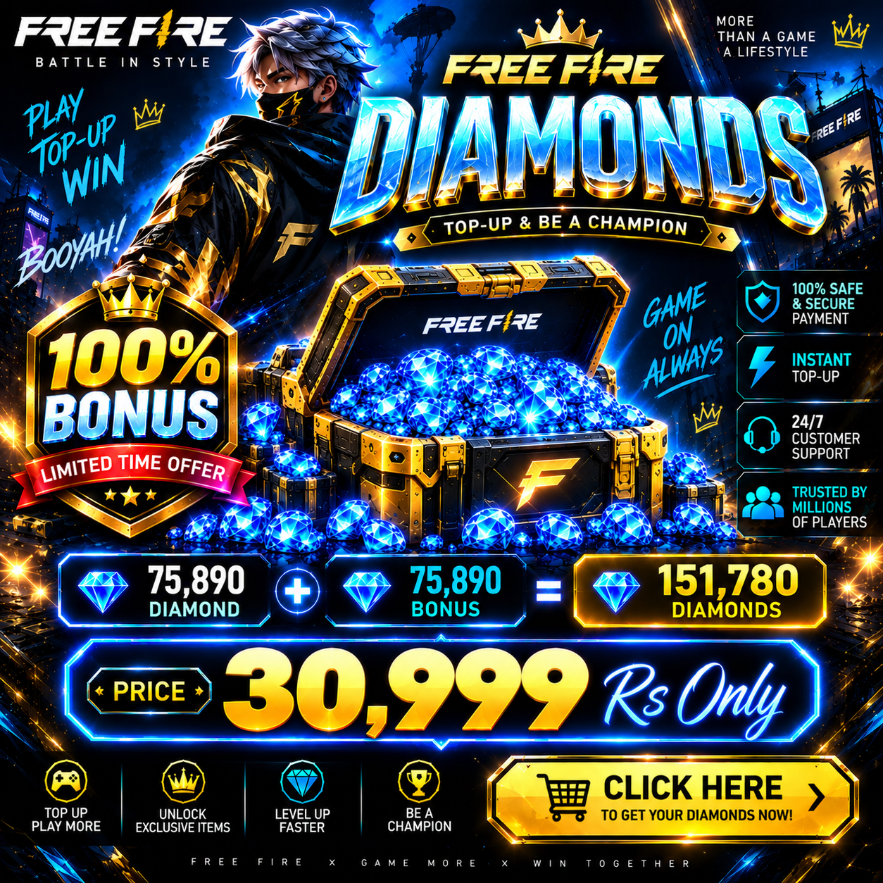 Free Fire 151,780 Diamonds