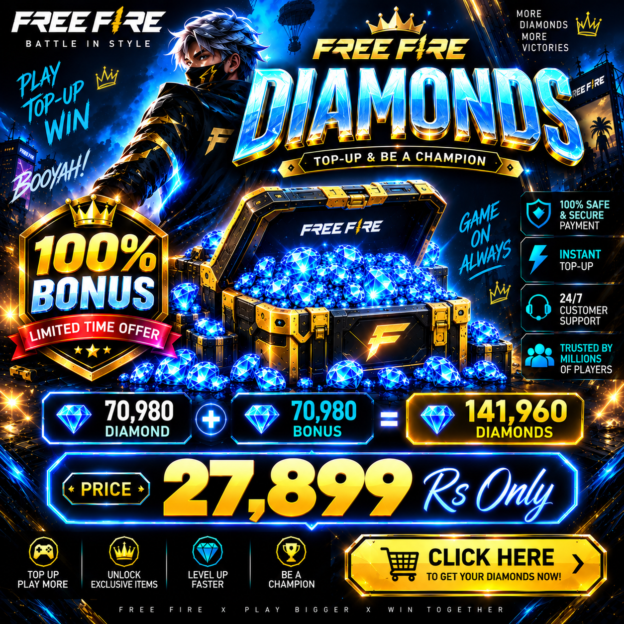 Free Fire 141,960 Diamonds