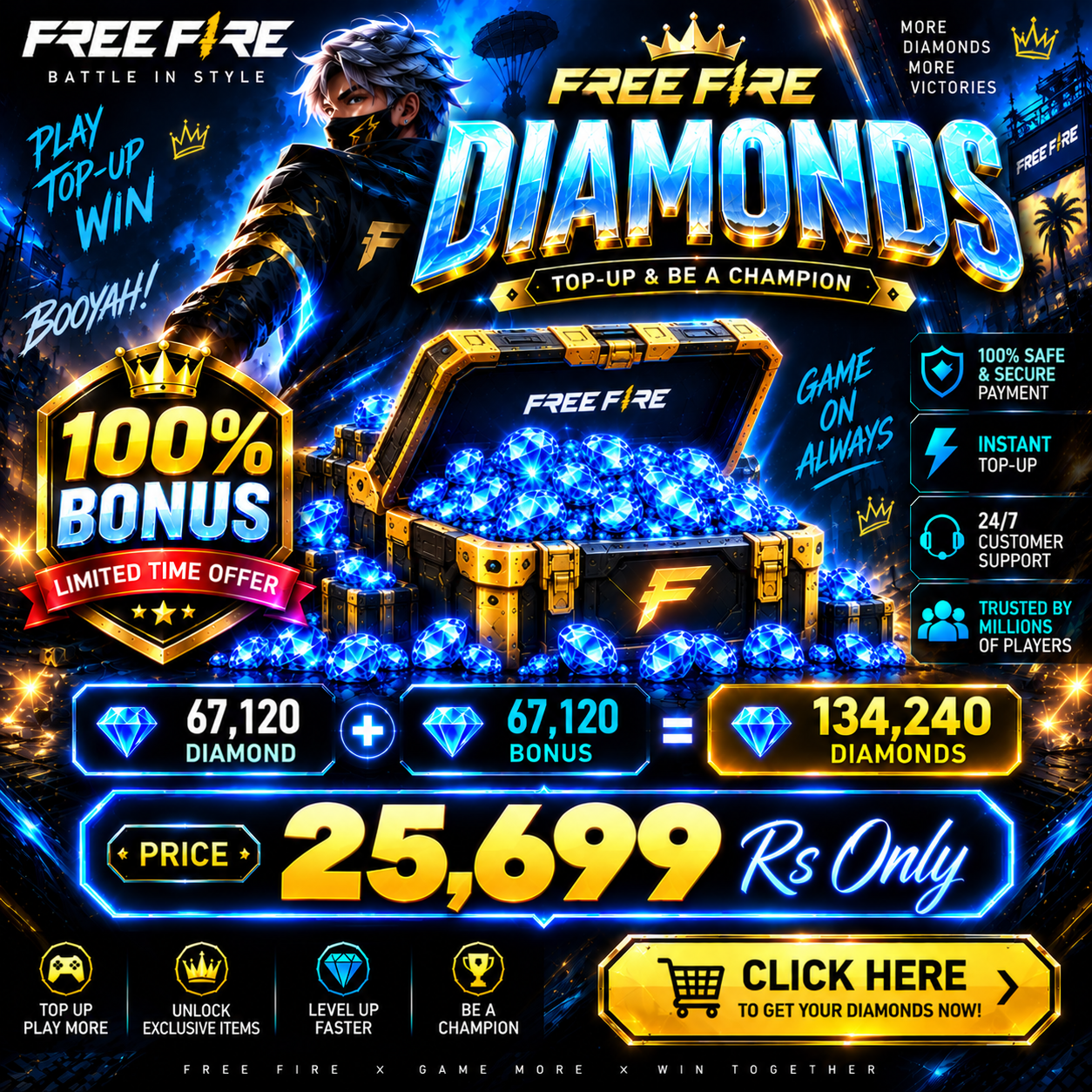 Free Fire 134,240 Diamonds